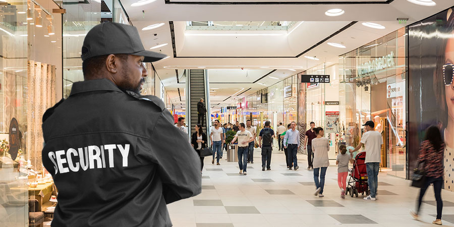 security guard in retail shopping mall